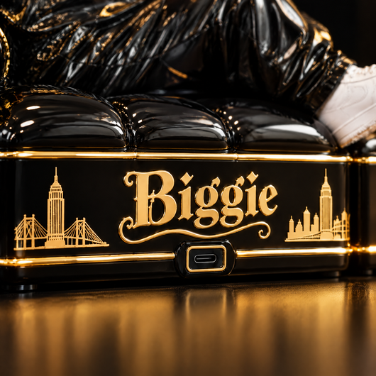 Biggie Couch Humidifier - gold lettering and skyline detail